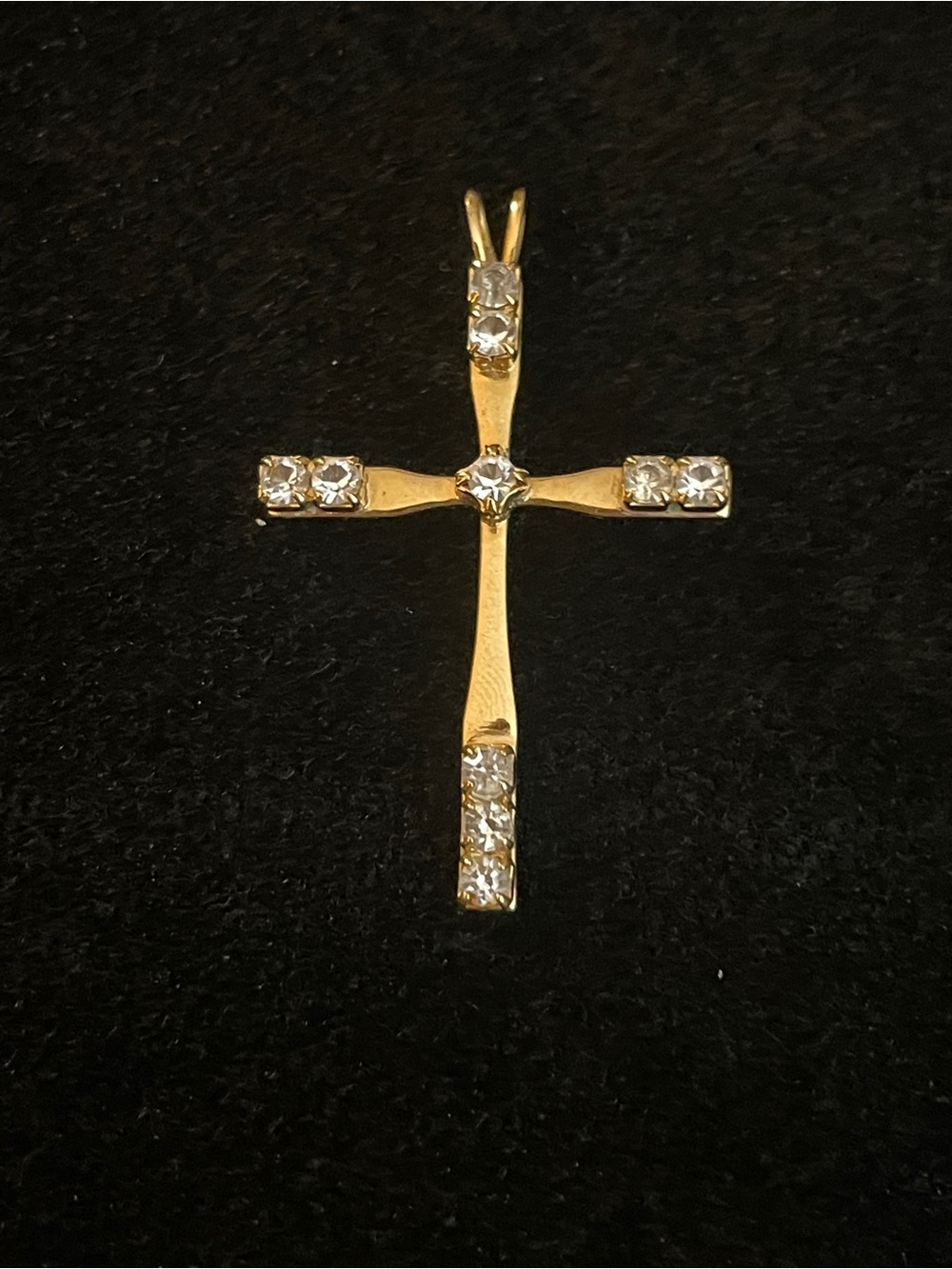 Gold Tone Crystal Cross Pendant - Women Jewelry